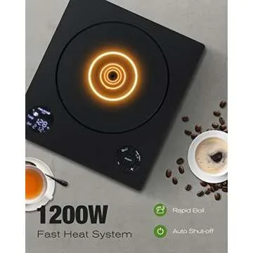 POLIVIAR Electric Gooseneck Kettle, 1200W Electric Tea Kettle Real Wood Handle, 34oz Pour Over Electric Kettle for Coffee & Tea, 18/8 Stainless Steel Inner, Temperature Control & Rapid Heating