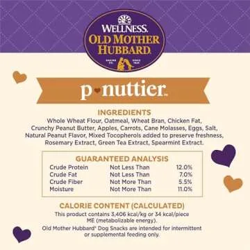 Wellness Old Mother Hubbard P-Nuttier Dog Biscuits, Natural, Training Treats, Peanut Butter Flavor, Small Size, (20 Ounce Bag)