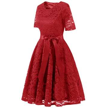 DRESSTELLS Lace Graduation Dress for Women, 2024 Semi Formal Wedding Guest Dress, Modest Church Dres...