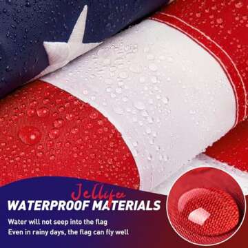 American Flag 3x5 Outdoor, 210D 3x5 Flags Outside, Made in USA Heavy Duty Spun Polyester USA Flag, All Weather US Flags with Embroidered Stars Sewn Stripes Brass Grommets, Vivid Color for Outdoor Indoor (3 by 5 Foot)