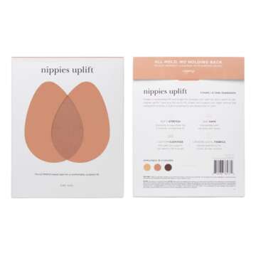 Nippies Uplift: The Ultimate Breast Tape, One Size Boob Tape - 3 Pairs - Adhesive, Sticky, Backless Bra for Comfort & Support