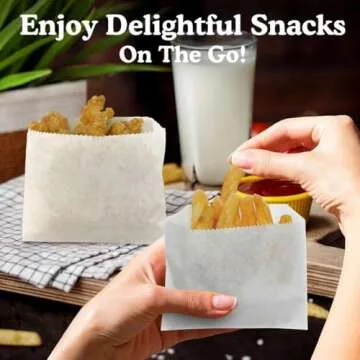 Regency Wraps Grease Resistant Snack Bags, Serving Bag for French Fries, Onion Rings, and More, Perfect for Outdoor Entertaining, Keeps hands Grease-Free, Pack of 100