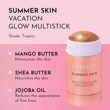 LAWLESS Women's Summer Skin Vacation Glow Multistick, Tropics, 1.0 Ounce
