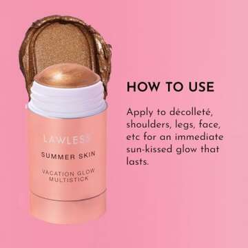 LAWLESS Women's Summer Skin Vacation Glow Multistick, Tropics, 1.0 Ounce
