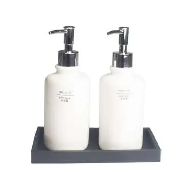 DNC Bathroom Counter Tray, Small 7.9" Silicone Vanity Tray, Kitchen Sink Soap Tray for Dish Holder Dispenser Countertop Toilet Tank Desk Organizer Black