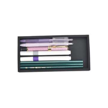 DNC Bathroom Counter Tray, Small 7.9" Silicone Vanity Tray, Kitchen Sink Soap Tray for Dish Holder Dispenser Countertop Toilet Tank Desk Organizer Black