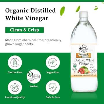 De La Rosa Organic Distilled White Vinegar, White Vinegar Raw & Unfiltered, Kosher for Passover, Veg...