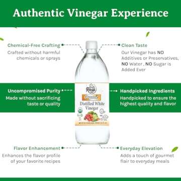 De La Rosa Organic Distilled White Vinegar, White Vinegar Raw & Unfiltered, Kosher for Passover, Vegan & Gluten Free, Great for Salad Dressing, Marinades, 32 Oz (Pack of 2)