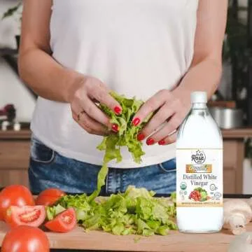 De La Rosa Organic Distilled White Vinegar, White Vinegar Raw & Unfiltered, Kosher for Passover, Vegan & Gluten Free, Great for Salad Dressing, Marinades, 32 Oz (Pack of 2)