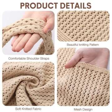 EIMMBD Crochet Beach Tote Bag for Women in Khaki