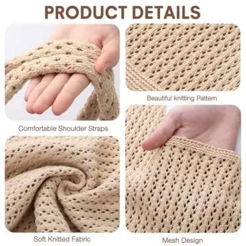 EIMMBD Crochet Beach Tote Bag for Women in Khaki