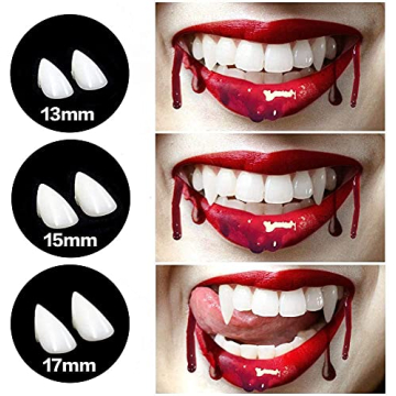 KKINYAS 3 Pairs Vampire Teeth Fangs with Adhesive, Halloween Party Fangs Werewolf Cosplay, Vampire D...