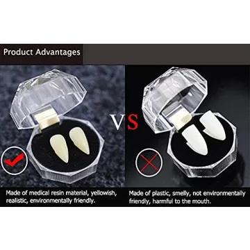 KKINYAS Halloween Vampire Fangs with Adhesive for Spooky Looks