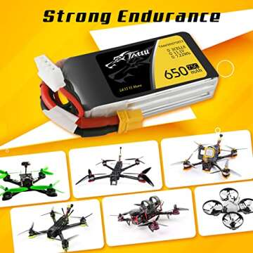 Tattu 11.1V 650mAh 75C 3S1P LiPo Battery Pack with XT30 Plug for 90 to 180 Size, Torrent 110, Lizard 95 Quadcopters