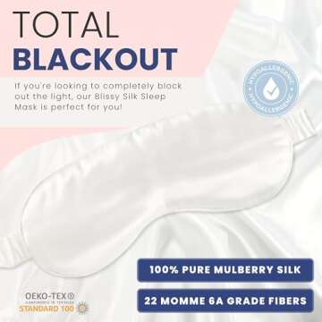 Blissy Silk Sleep Mask - Silk Eye Sleeping Mask for Women & Men for Total Blackout - 100% Pure Mulbe...