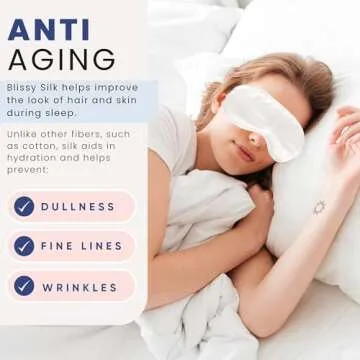 Blissy Silk Sleep Mask - Silk Eye Sleeping Mask for Women & Men for Total Blackout - 100% Pure Mulberry Silk, 22 Momme 6a Fibers - Blindfold Silk Sleep Mask Side Sleeper Eye Cover (White)
