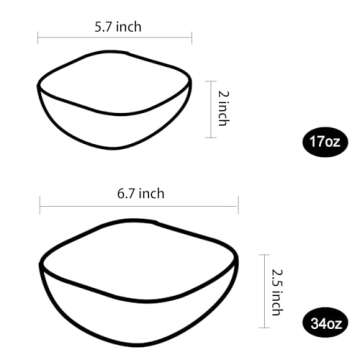 TOSSOW Square Glass Mixing Bowl Set of 2, Serving Bowls All Purpose Transparent Salad Bowls, Condime...