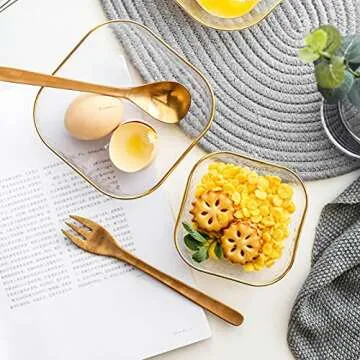 TOSSOW Square Glass Mixing Bowl Set of 2, Serving Bowls All Purpose Transparent Salad Bowls, Condiment Bowls for Fruit, Snacks, Sauces, Popcorn and More