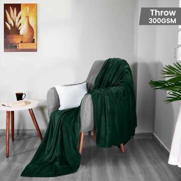 Utopia Bedding Fleece Blanket Throw Size Forest Green 300GSM Luxury Anti-Static Fuzzy Soft Microfibe...