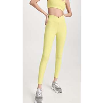 Year of Ours Women's Ribbed Veronica Leggings, Cyberlime, Yellow, XL