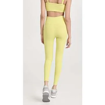 Year of Ours Women's Ribbed Veronica Leggings, Cyberlime, Yellow, XL