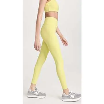 Year of Ours Women's Ribbed Veronica Leggings, Cyberlime, Yellow, XL