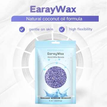 EARAYWAX Hard Wax Beads for Hair Removal, 1lb Brazilian Coarse Waxing for Full Arms, Armpit, Bikini,...