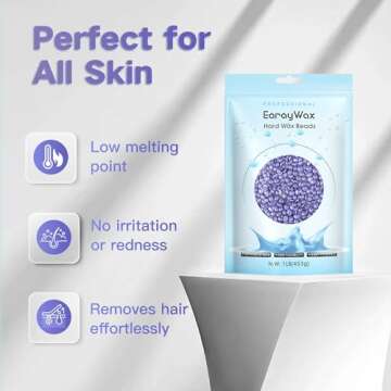 EARAYWAX Hard Wax Beads for Hair Removal, 1lb Brazilian Coarse Waxing for Full Arms, Armpit, Bikini, Eyebrow, Face, Legs, Sensitive Skin, At-Home Wax Melts for Women Men
