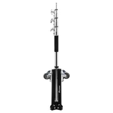 Flashpoint Folding Wheeled Base Stand (Black/Chrome-Plated, 9')