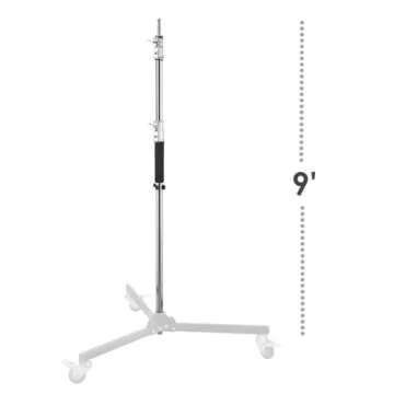 Flashpoint Folding Wheeled Base Stand (Black/Chrome-Plated, 9')