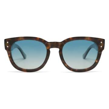 SOJOS Retro Round Polarized Sunglasses for Men Women Vintage Classic Thick Womens Square UV400 Shades SJ2321 Tortoise Blue Grading