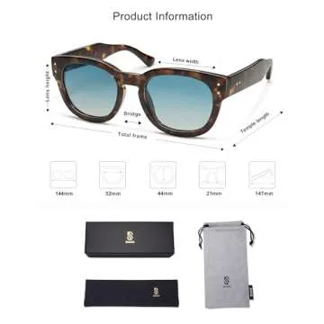 SOJOS Retro Round Polarized Sunglasses for Men Women Vintage Classic Thick Womens Square UV400 Shades SJ2321 Tortoise Blue Grading