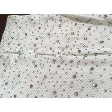 LUCKELF Sexy High Waist Tights Sparkle Rhinestone Fishnets Party Rhinestone Mesh Stockings (Free Size, Ghost White)