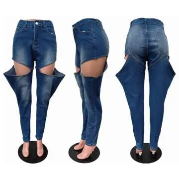 YOOTIKO Women's Baggy Jeans Y2K High Waisted Cutout Straight Leg Stretchy Boyfriend Denim Pants Streetwear