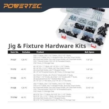 POWERTEC 71170 17-Piece Universal T-Track System for Woodworking