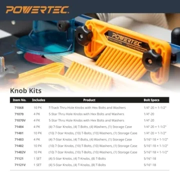 POWERTEC 71170 17-Piece Universal T-Track System for Woodworking