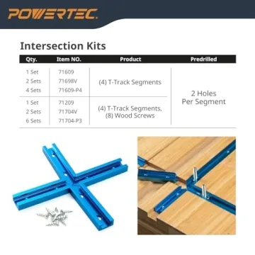 POWERTEC 71170 17-Piece Universal T-Track System for Woodworking