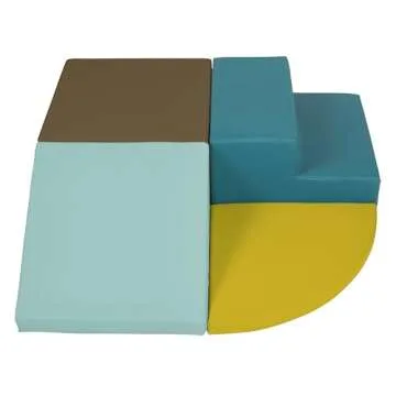 SoftScape Toddler Playtime Corner Climber, Indoor Active Play Structure for Toddlers and Kids, Safe Soft Foam for Crawling and Sliding (4-Piece Set) - Earthtone/Contemporary, 11619-ETCT