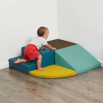 SoftScape Toddler Playtime Corner Climber, Indoor Active Play Structure for Toddlers and Kids, Safe Soft Foam for Crawling and Sliding (4-Piece Set) - Earthtone/Contemporary, 11619-ETCT