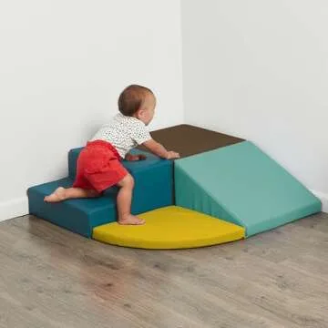 SoftScape Toddler Playtime Corner Climber, Indoor Active Play Structure for Toddlers and Kids, Safe Soft Foam for Crawling and Sliding (4-Piece Set) - Earthtone/Contemporary, 11619-ETCT
