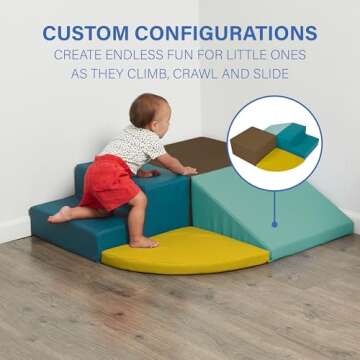 SoftScape Toddler Playtime Corner Climber, Indoor Active Play Structure for Toddlers and Kids, Safe Soft Foam for Crawling and Sliding (4-Piece Set) - Earthtone/Contemporary, 11619-ETCT