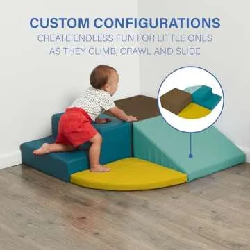 SoftScape Toddler Playtime Corner Climber, Indoor Active Play Structure for Toddlers and Kids, Safe Soft Foam for Crawling and Sliding (4-Piece Set) - Earthtone/Contemporary, 11619-ETCT