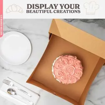 Spec101 Cake Boxes with Window 25pk 12 x 12 x 6in Brown Bakery Boxes, Disposable Cake Containers, Dessert Boxes