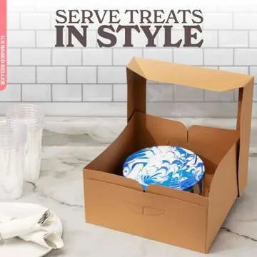 Spec101 Cake Boxes with Window 25pk 12 x 12 x 6in Brown Bakery Boxes, Disposable Cake Containers, Dessert Boxes