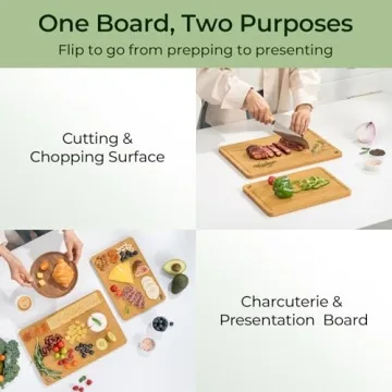 Keechee Bamboo Cutting Board 2-Pc Set Ideal for Kitchen Use