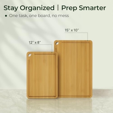 Keechee Bamboo Cutting Board 2-Pc Set Ideal for Kitchen Use
