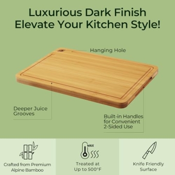 Keechee Bamboo Cutting Board 2-Pc Set Ideal for Kitchen Use