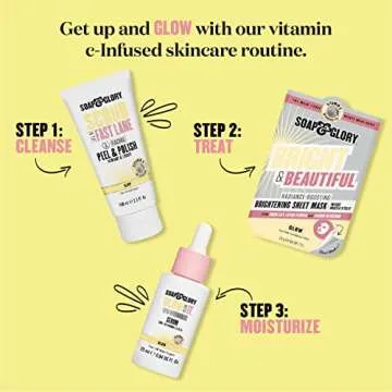 Soap & Glory Bright & Beautiful Brightening Sheet Face Mask - Vitamin C + White Flower Exfoliating Sheet Mask - Brilliance Boosting Face Mask for Dull Skin (29g)