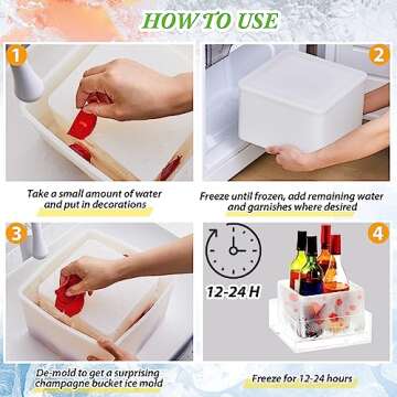 Didaey 4 Pcs Ice Mold Wine Chiller Ice Bottle Chiller Ice Container Mold Ice Silicone Mold Champagne Bucket with Draining Rack for Decorations Centerpiece