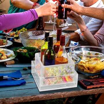 Didaey 4 Pcs Ice Mold Wine Chiller Ice Bottle Chiller Ice Container Mold Ice Silicone Mold Champagne Bucket with Draining Rack for Decorations Centerpiece